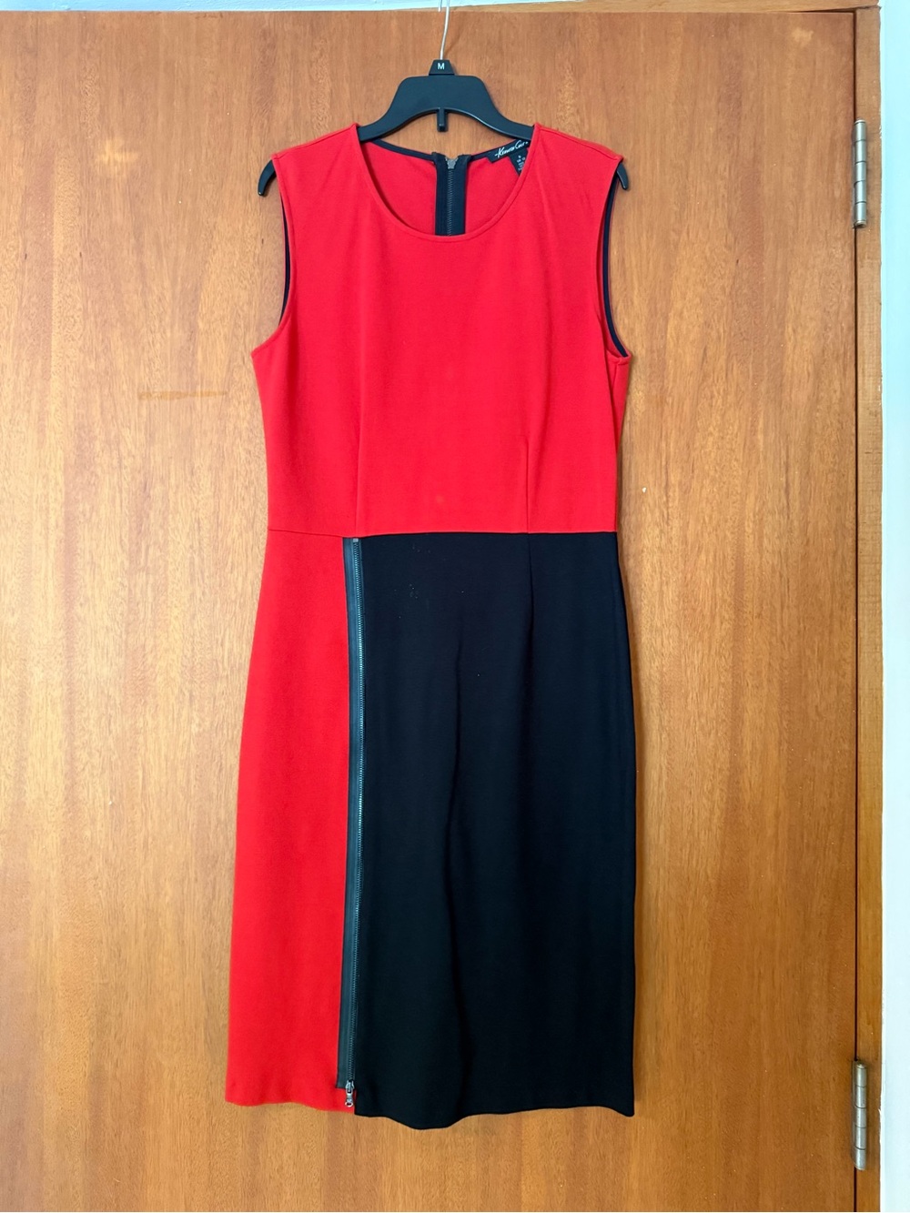 Vintage Kenneth Cole Red and Black Colorblock Sheath Dress